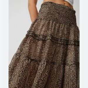 NWT Urban Outfiters Sister Jane Leopard Print Tiered Boho Maxi Skirt
